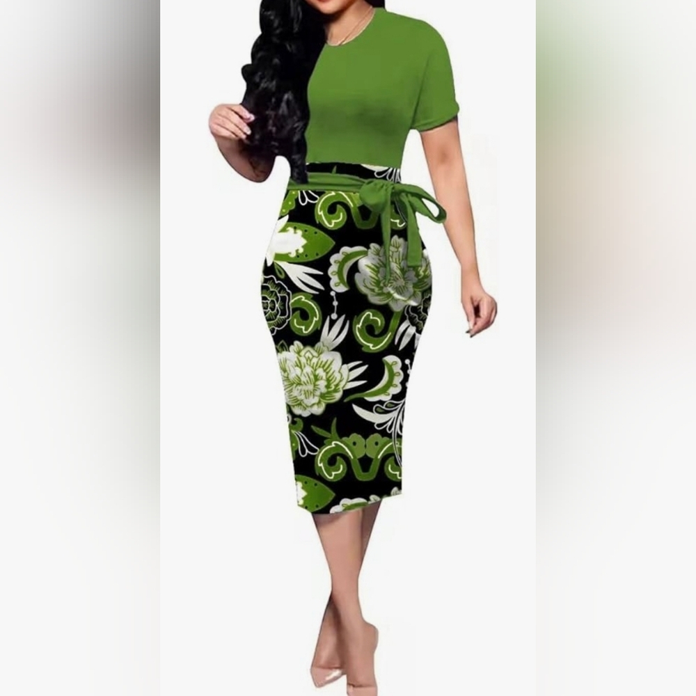Green Floral Women's Dress